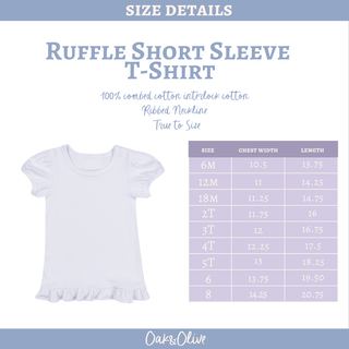 Girls Ruffle Shirt Size Chart for Custom Embroidery