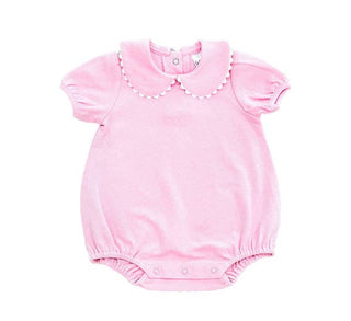 Girls Pink Scallop Collar Custom Embroidery