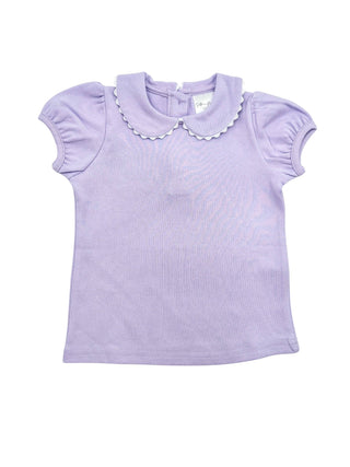 Purple Girls Scallop Collar Shirt Custom Embroidery