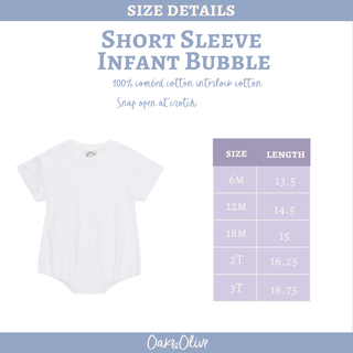 Size Chart for Custom Embroidery Infant T-Shirt Bubble