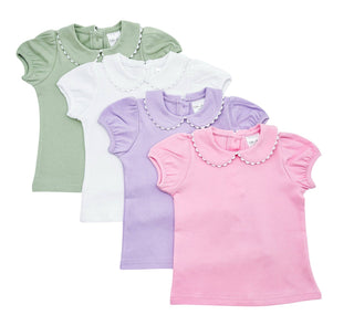 Green White Purple Pink Scallop Girls Shirt