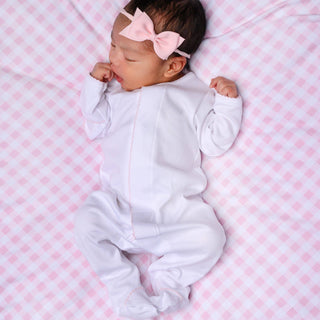 Basic Essentials Footie White with Pink Picot
